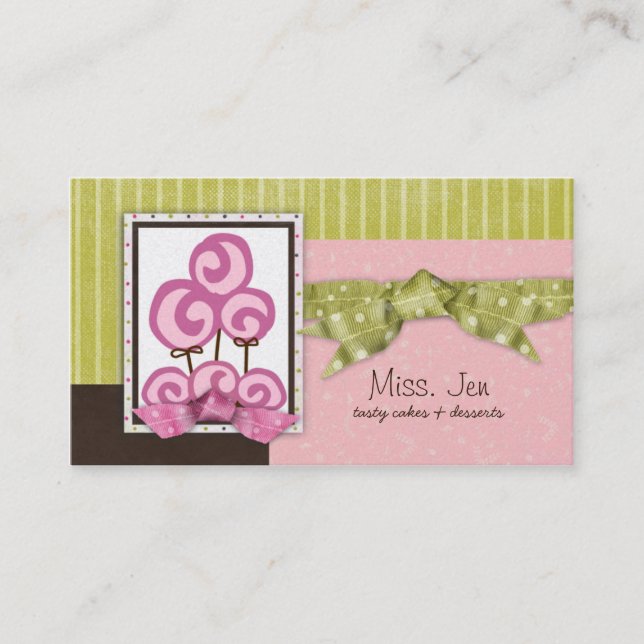 Tarjeta De Visita Señorita. Jen Just Candy Business Cards (Anverso)