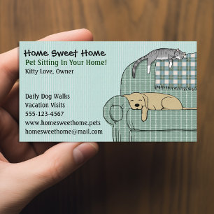 Tarjeta De Visita Sentada de perros y gatos cortos - Servicios para