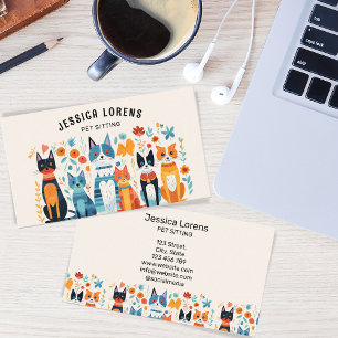 Tarjeta De Visita Sentada Mascota, sentada feliz de gato, veterana