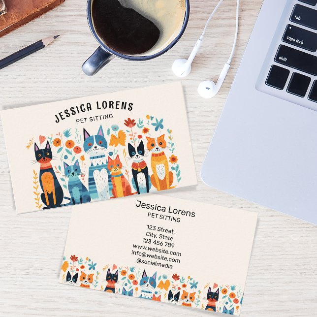 Tarjeta De Visita Sentada Mascota, sentada feliz de gato, veterana (Subido por el creador)