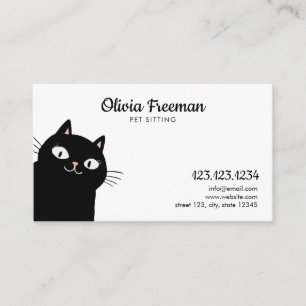Tarjeta De Visita Sentado de Mascota de gato negro lindo