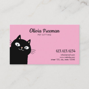 Tarjeta De Visita Sentado de Mascota de Ilustracion de gato blanco y