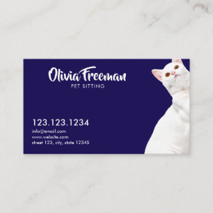 Tarjeta De Visita Sentado de Mascota de imágenes de gato azul y blan