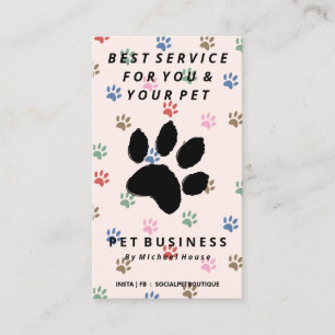 Tarjeta De Visita sentado de perro con patas rosadas gato mascota