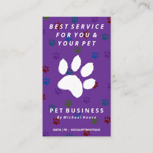 Tarjeta De Visita sentado de perro gato de patas moradas mascota