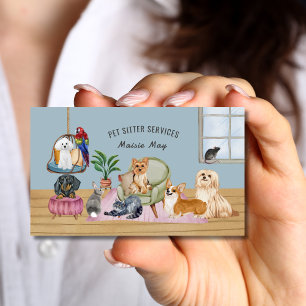Tarjeta De Visita Sentado mascota, Caminando Perro, Suministros De C