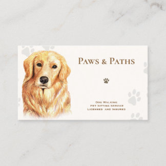 Tarjeta De Visita Sentado Mascota de Golden Retriever Dog Walker