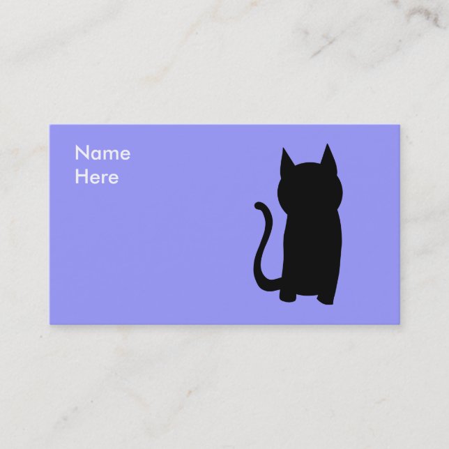 Tarjeta De Visita Sentado Silhouette de Gato Negro. (Anverso)