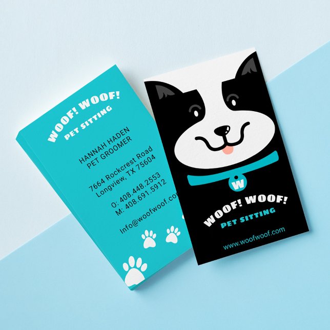 Tarjeta De Visita Sentado y Grooming Mascota de Perro Feliz Negro y  (Subido por el creador)