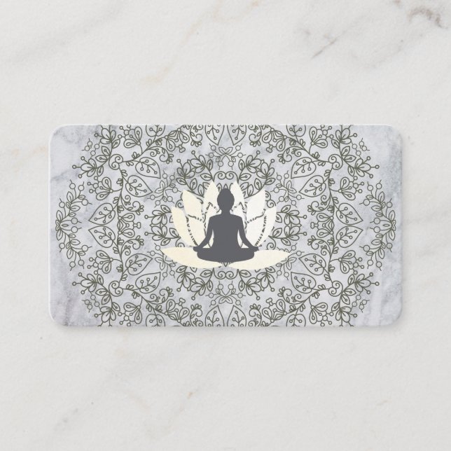 Tarjeta De Visita Sentando Lotus Mandala y Marble (Anverso)