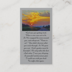Tarjeta De Visita Sentidas Condolencias Amanecer Púrpura Rojo Oració