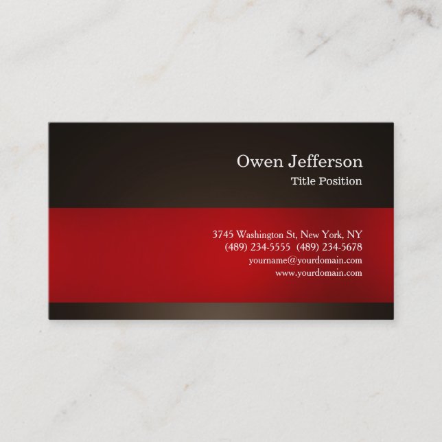 Tarjeta De Visita Sepia Brown Red Profesional Simple Llanura Moderna (Anverso)