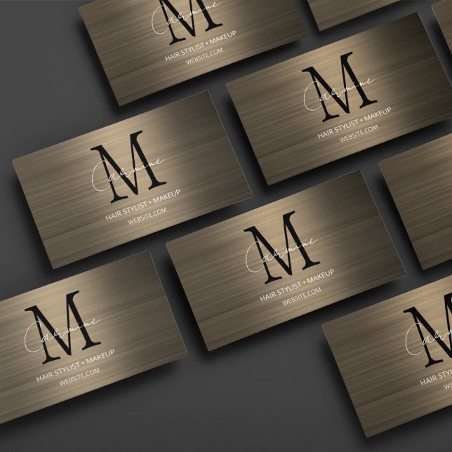 Tarjeta De Visita Sepia de monograma de escritura moderna (Subido por el creador)