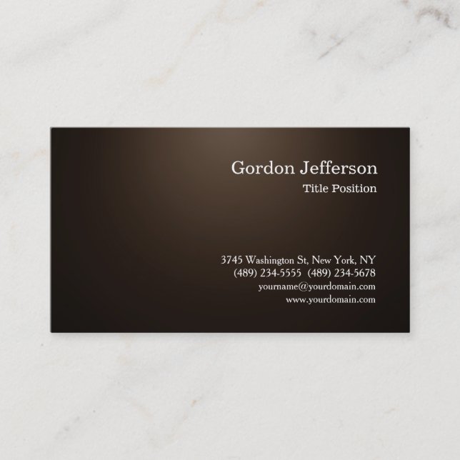 Tarjeta De Visita Sepia Profesional Simple Llanura Moderna (Anverso)