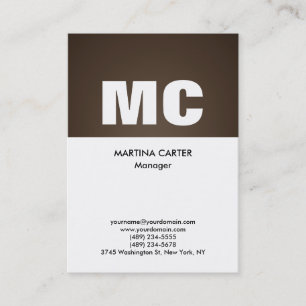 Tarjeta De Visita Sepia vertical blanco monograma profesional modern