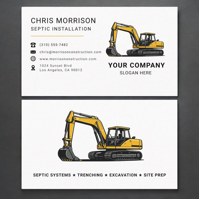 Tarjeta De Visita Septic Installation Excavation Excavator (Subido por el creador)