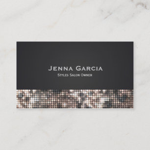 Tarjeta De Visita Sequin Glitzy Glam Bronze Black Business Card