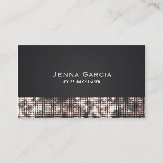 Tarjeta De Visita Sequin Glitzy Glam Bronze Black Business Card (Anverso)