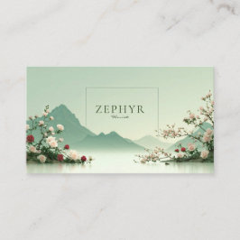 Tarjeta De Visita Serene Pink Rose Misty Mountain Lake Landscape