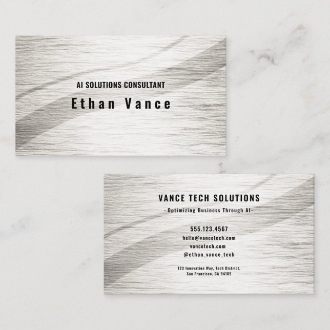 Tarjeta De Visita Serene Ripple Silver  (Anverso / Reverso)