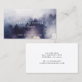 Tarjeta De Visita Serene Therapist Mist Trees Watercolor