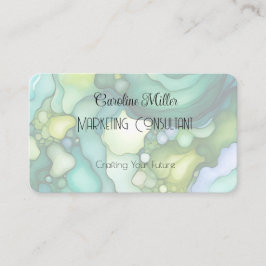 Tarjeta De Visita Serenidad en formas de flujo abstracto verde