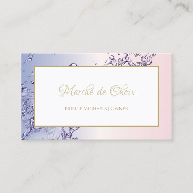 Tarjeta De Visita Serenity Water Splash Pink and Lavender Boutique (Anverso)