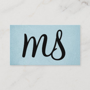 Tarjeta De Visita Serif   Monograma   Azul Claro