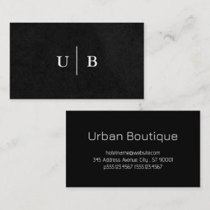 Tarjeta De Visita Serif Monograma   Textura de brillo negro
