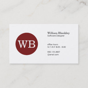 Tarjeta De Visita Serif Tipo Monograma Crimson Círculo Rojo