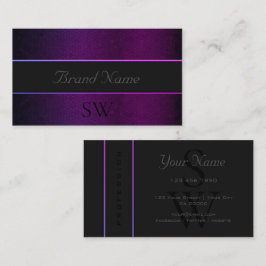 Tarjeta De Visita Serpiente morada gris oscuro con monograma negro