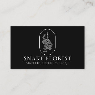 Tarjeta De Visita Serpiente negra de flor animal