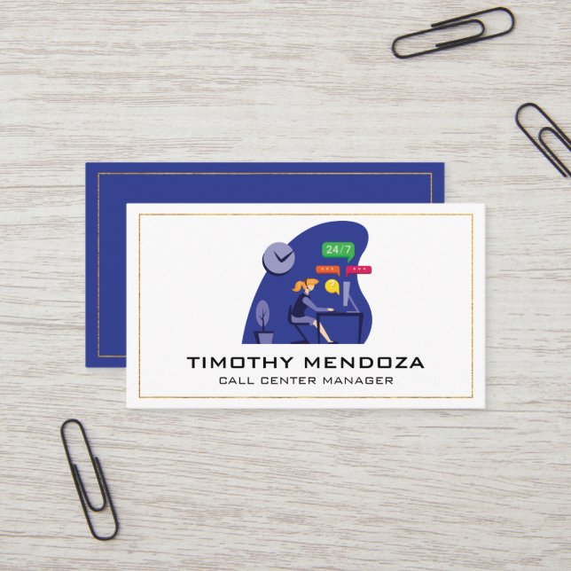 Tarjeta De Visita Servicio al cliente | Centro de llamadas (Anverso/Reverso In Situ)