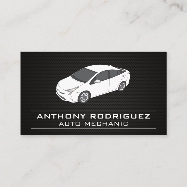 Tarjeta De Visita Servicio automático | Automóvil blanco (Anverso)