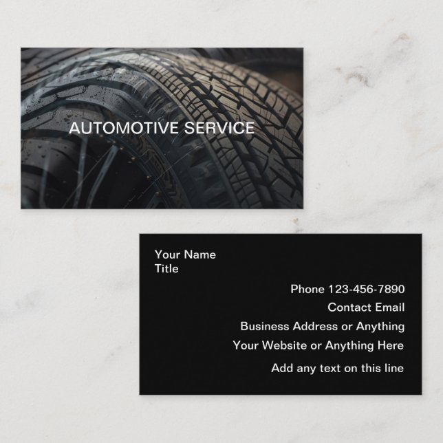 Tarjeta De Visita Servicio Automotriz Clásico Simple (Anverso / Reverso)