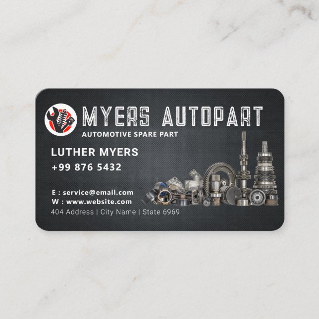 Tarjeta De Visita servicio autopart moderno negro (Anverso)