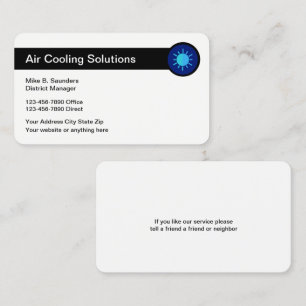 Tarjeta De Visita Servicio Businesscards del aire acondicionado