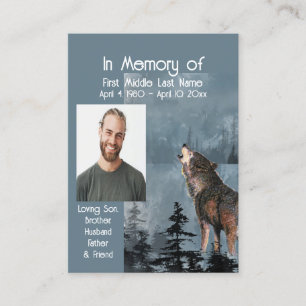 Tarjeta De Visita Servicio conmemorativo Keepsake Howling Wolf