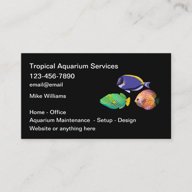 Tarjeta De Visita Servicio de Acuario Biólogo Marino (Anverso)