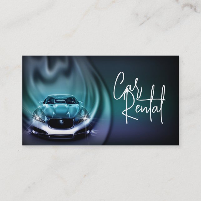 Tarjeta De Visita Servicio de alquiler de coches Blue Flame Auto Ren (Anverso)