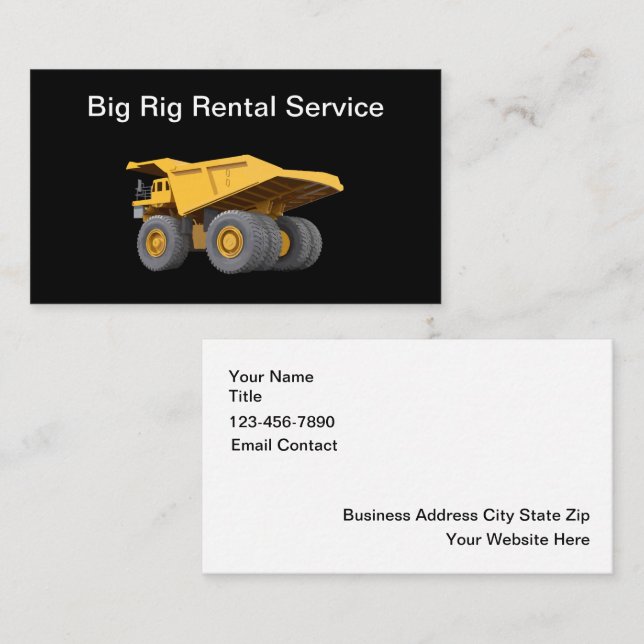 Tarjeta De Visita Servicio de alquiler de construcción de Big Rig (Anverso / Reverso)