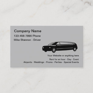 Tarjeta De Visita Servicio de Alquiler de Limo y Chofer