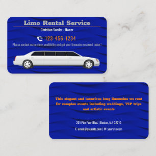 Tarjeta De Visita Servicio De Alquiler Y Conductor De Limo   Lujo