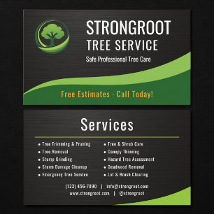 Tarjeta De Visita Servicio de Árboles Arborista Metálico