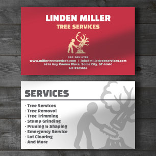 Tarjeta De Visita Servicio de Árboles Arborista Profesional Rojo