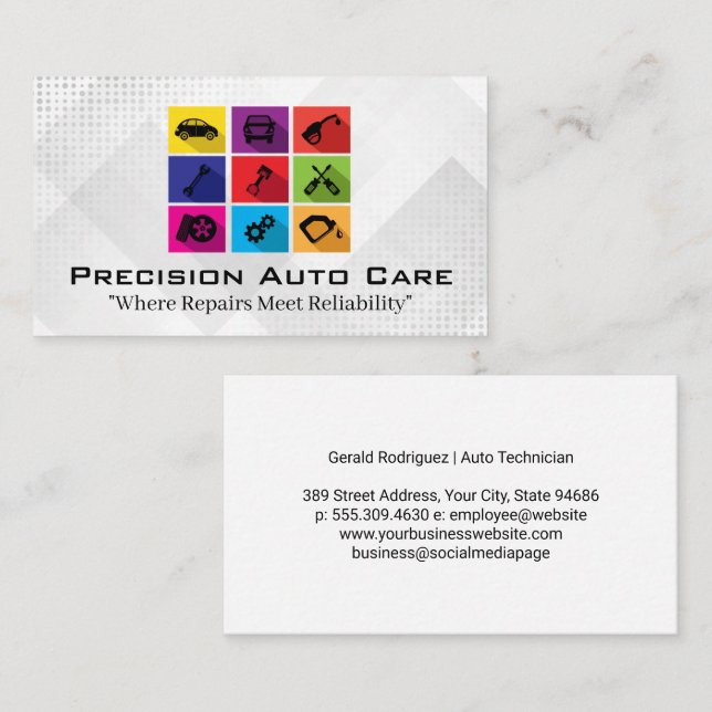 Tarjeta De Visita Servicio de atención médica automática | Iconos de (Anverso / Reverso)