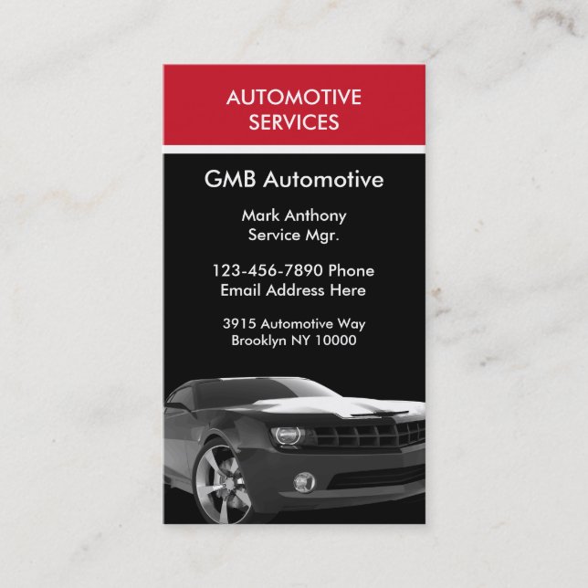Tarjeta De Visita Servicio de Auto Moderno (Anverso)