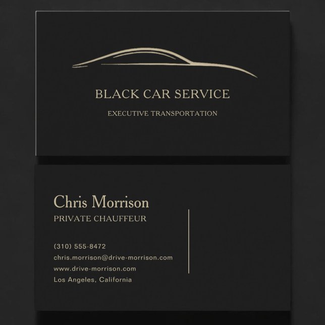 Tarjeta De Visita Servicio de Auto Negro Black & Gold (Subido por el creador)