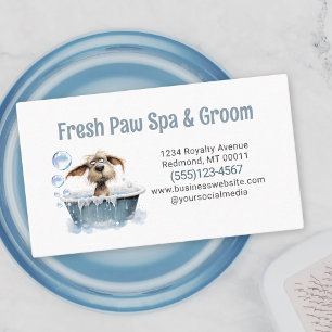 Tarjeta De Visita Servicio de Baño de Cute Dog Mascota Grooming