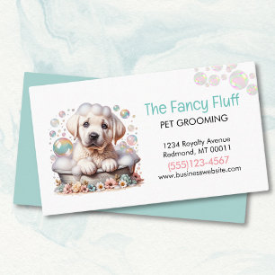 Tarjeta De Visita Servicio de Baño de Cute Dog Mascota Grooming